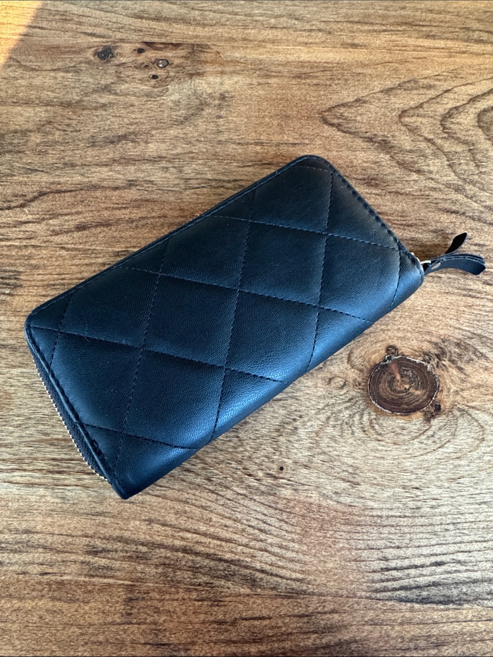 Quilted Zip-Around Women's Wallet - Black